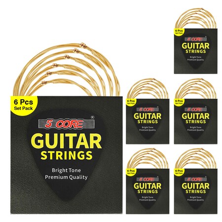 5 Core Nickel Wound Acoustic Guitar Strings, Extra Light, Gauge 0.010-0.048 6 SET GS AC BRSS 6SET